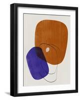 Brown and Navy Blue Abstract Shapes-Eline Isaksen-Framed Art Print