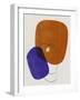 Brown and Navy Blue Abstract Shapes-Eline Isaksen-Framed Art Print