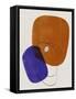 Brown and Navy Blue Abstract Shapes-Eline Isaksen-Framed Stretched Canvas