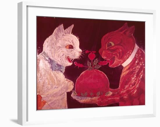 Brown and White Cats with Plum Pudding, C.1928-Louis Wain-Framed Giclee Print