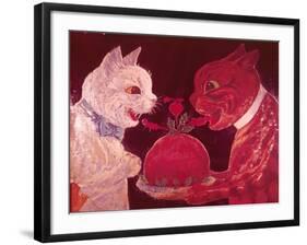 Brown and White Cats with Plum Pudding, C.1928-Louis Wain-Framed Giclee Print