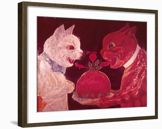 Brown and White Cats with Plum Pudding, C.1928-Louis Wain-Framed Giclee Print