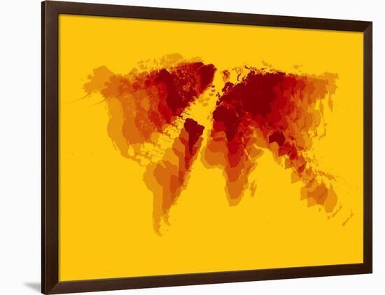 Brown and Yellow Radiant World Map-NaxArt-Framed Art Print