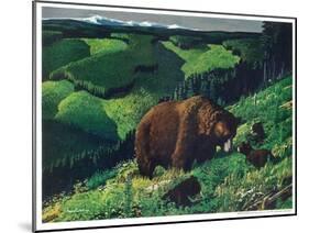 Brown Bear and Cubs-Fred Ludekens-Mounted Giclee Print