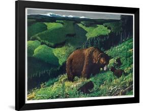 Brown Bear and Cubs-Fred Ludekens-Framed Giclee Print