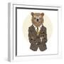 Brown Bear Dressed up in Office Suit-Olga_Angelloz-Framed Art Print