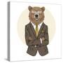 Brown Bear Dressed up in Office Suit-Olga_Angelloz-Stretched Canvas
