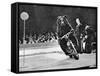 Brown Bear Riding a Motorcycle at the Bertram Mills Circus-null-Framed Stretched Canvas