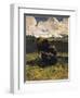 Brown Cow at Trough-Giovanni Segantini-Framed Giclee Print