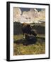 Brown Cow at Trough-Giovanni Segantini-Framed Giclee Print