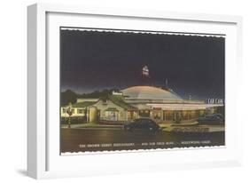 Brown Derby Restaurant at Night, Retro-null-Framed Art Print