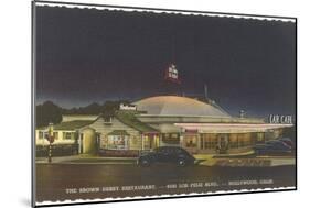 Brown Derby Restaurant at Night, Retro-null-Mounted Art Print