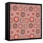 Brown Doodle Seamless Flower Pattern-nad_o-Framed Stretched Canvas