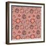 Brown Doodle Seamless Flower Pattern-nad_o-Framed Art Print