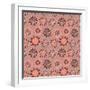 Brown Doodle Seamless Flower Pattern-nad_o-Framed Art Print