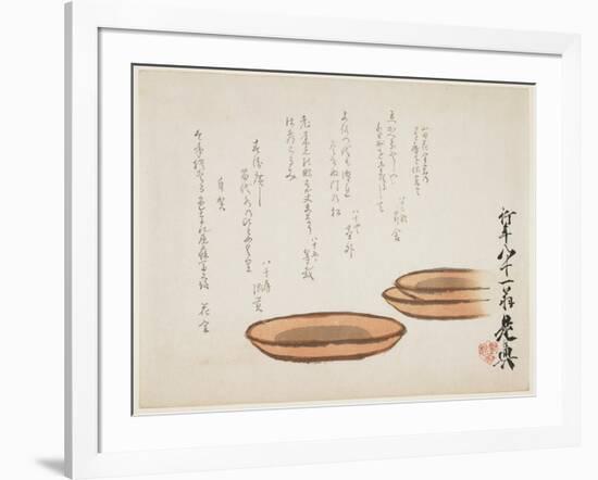 Brown Earthenware Basins, 1887-Shibata Zeshin-Framed Giclee Print