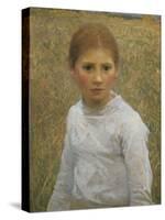 Brown Eyes-Sir George Clausen-Stretched Canvas