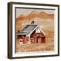 Brown Folk Art Barn-Cheryl Bartley-Framed Giclee Print