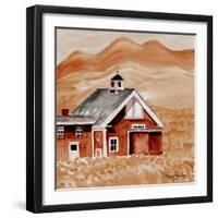 Brown Folk Art Barn-Cheryl Bartley-Framed Giclee Print