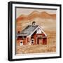 Brown Folk Art Barn-Cheryl Bartley-Framed Giclee Print