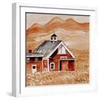 Brown Folk Art Barn-Cheryl Bartley-Framed Giclee Print