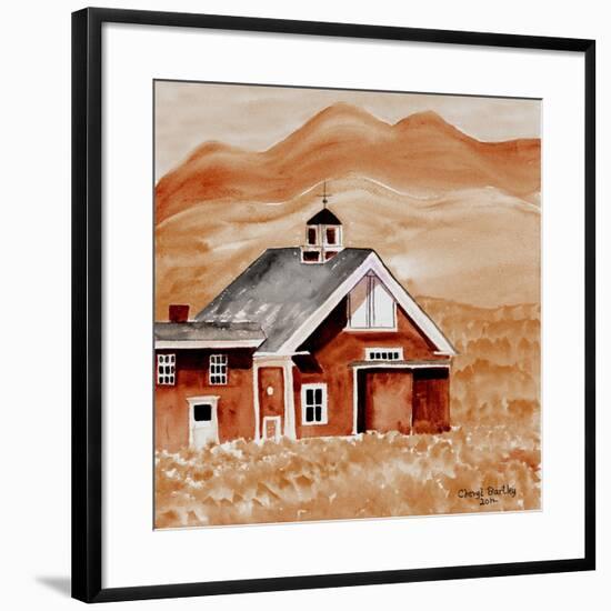 Brown Folk Art Barn-Cheryl Bartley-Framed Giclee Print