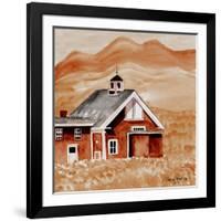 Brown Folk Art Barn-Cheryl Bartley-Framed Giclee Print