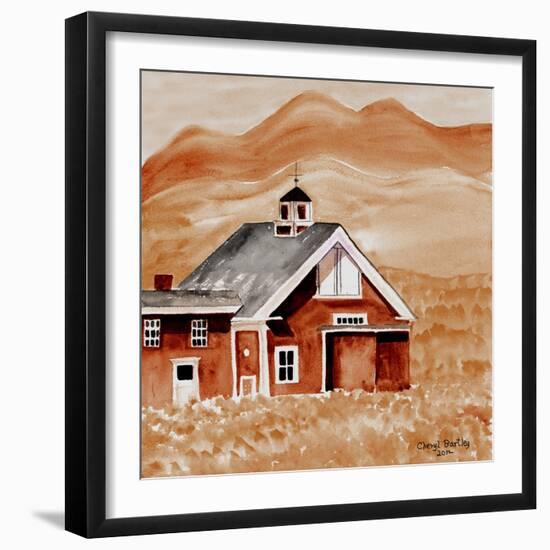 Brown Folk Art Barn-Cheryl Bartley-Framed Premium Giclee Print