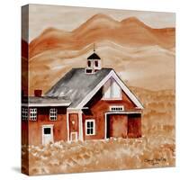 Brown Folk Art Barn-Cheryl Bartley-Stretched Canvas