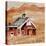 Brown Folk Art Barn-Cheryl Bartley-Stretched Canvas