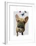 Brown French Bulldog and Butterflies-Fab Funky-Framed Art Print