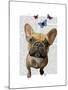 Brown French Bulldog and Butterflies-Fab Funky-Mounted Art Print