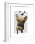 Brown French Bulldog and Butterflies-Fab Funky-Framed Art Print