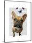 Brown French Bulldog and Butterflies-Fab Funky-Mounted Art Print