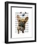 Brown French Bulldog and Butterflies-Fab Funky-Framed Art Print