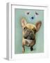 Brown French Bulldog and Butterflies-Fab Funky-Framed Art Print