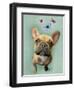 Brown French Bulldog and Butterflies-Fab Funky-Framed Art Print