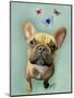 Brown French Bulldog and Butterflies-Fab Funky-Mounted Art Print