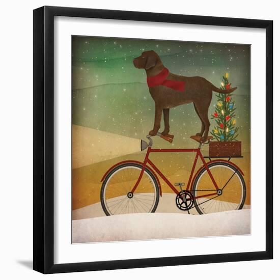 Brown Lab on Bike Christmas-Ryan Fowler-Framed Art Print