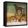 Brown Lab on Bike Christmas-Ryan Fowler-Framed Stretched Canvas