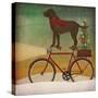 Brown Lab on Bike Christmas-Ryan Fowler-Stretched Canvas