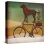 Brown Lab on Bike Christmas-Ryan Fowler-Stretched Canvas