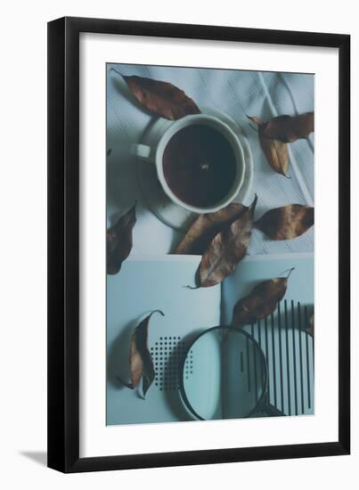 Brown Leaves and a Cup of Coffee-Carolina Hernandez-Framed Photographic Print