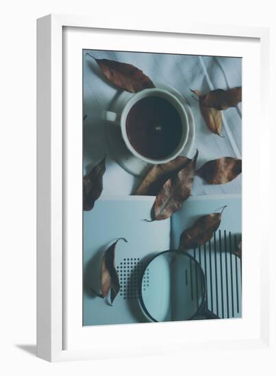 Brown Leaves and a Cup of Coffee-Carolina Hernandez-Framed Photographic Print