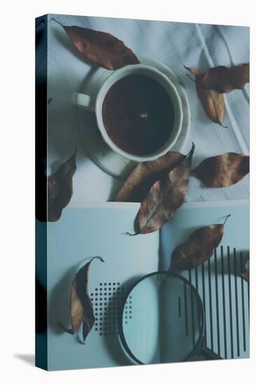 Brown Leaves and a Cup of Coffee-Carolina Hernandez-Stretched Canvas