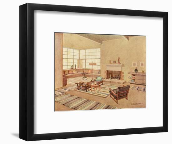 Brown Living Room 1929-null-Framed Art Print