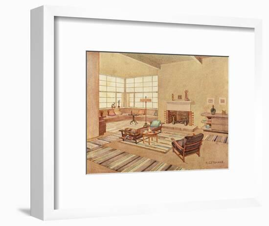 Brown Living Room 1929-null-Framed Art Print