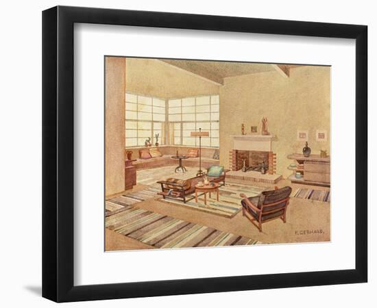 Brown Living Room 1929-null-Framed Art Print