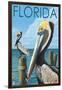 Brown Pelicans - Florida, c.2008-Lantern Press-Framed Art Print