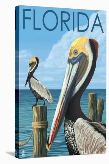 Brown Pelicans - Florida, c.2008-Lantern Press-Stretched Canvas